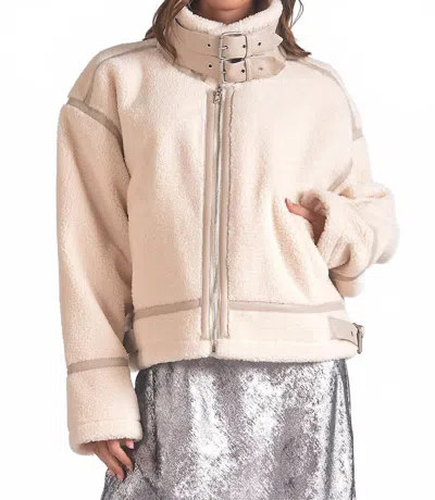 Elan Sherpa Bomber Jacket In White In Neutral
