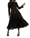 Elan Shimmer Stripe Maxi Dress In Black Shimmer Stripe In Black