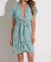 Elan Short Front Wrap Coverup In Teal In Blue