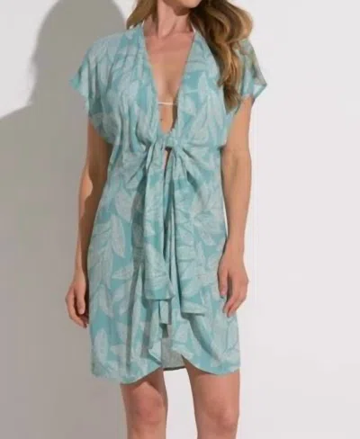 Elan Short Front Wrap Coverup In Teal In Blue