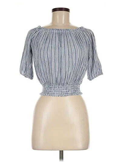 Pre-owned Elan Short Sleeve Blouse In Blue