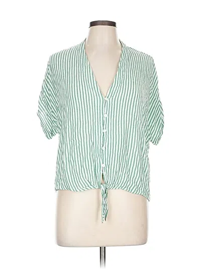 Pre-owned Elan Short Sleeve Blouse In Green