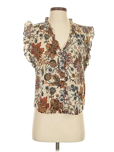 Pre-owned Elan Short Sleeve Blouse In Ivory