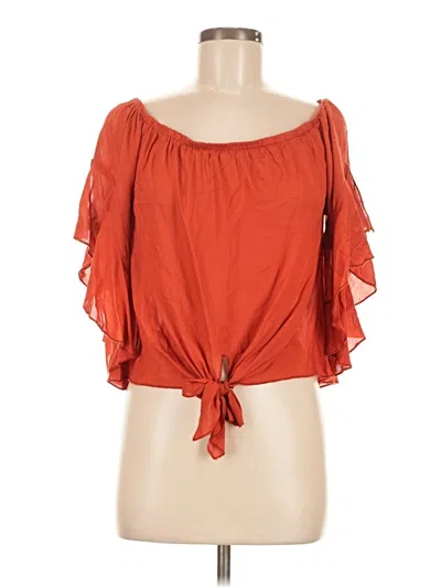 Pre-owned Elan Short Sleeve Blouse In Orange