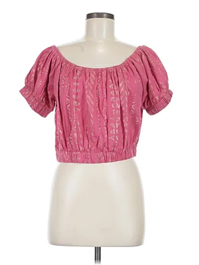Pre-owned Elan Short Sleeve Blouse In Pink