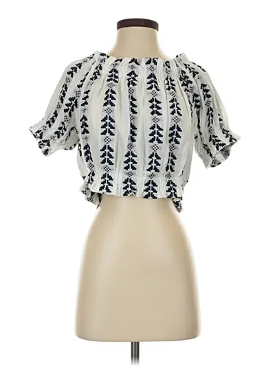 Pre-owned Elan Short Sleeve Blouse In Silver