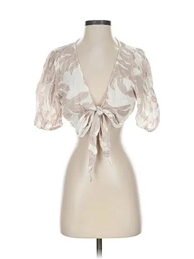 Pre-owned Elan Short Sleeve Blouse In White