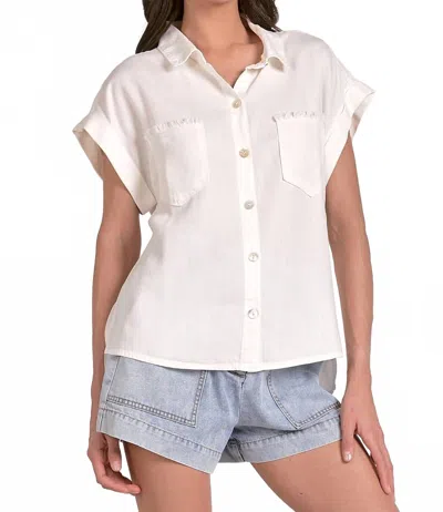 Elan Short Sleeve Button Down Shirt In White