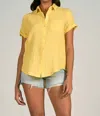 Elan Short Sleeve Collar Button Down Shirt In Yellow In Yellow