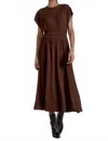 Elan Short Sleeve Crewneck Knit Dress In Cocoa In Brown
