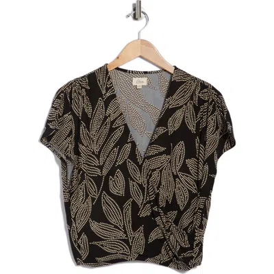 Elan Short Sleeve Crop Cover-up Top In Multi