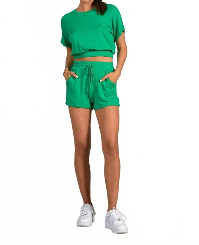 Elan Short Sleeve Crop Top In Green