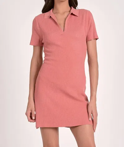 Elan Short Sleeve Knit Tennis Dress In Coral In Pink