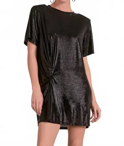 Elan Short Sleeve Mini Knotted Dress In Black