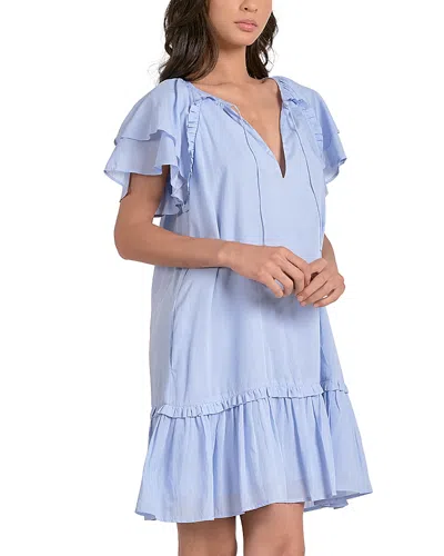 Elan Short Sleeve Ruffle Baby Doll Dress In Blue