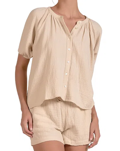 Elan Short Sleeve Shirt Swim Cover-up In Brown