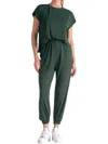 Elan Short Sleeve T Shirt Jumpsuit In Dark Green In Green