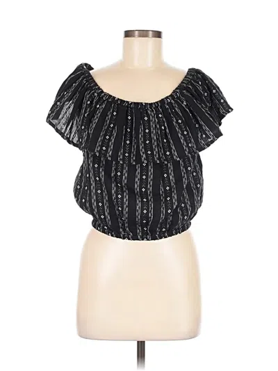 Pre-owned Elan Short Sleeve Top Black Strapless Neckline Tops