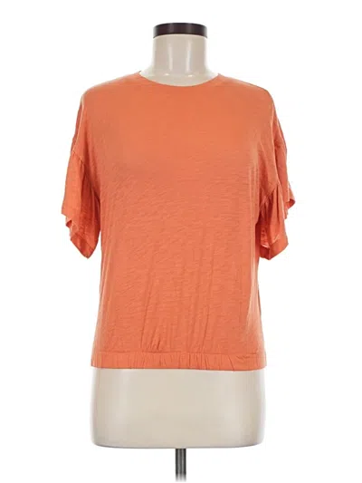 Pre-owned Elan Short Sleeve Top Orange Cold Shoulder Neckline Tops