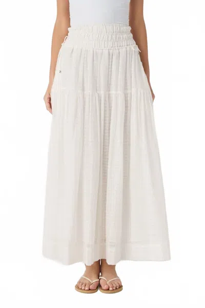 Elan Side Tassel Textured Maxi Skirt In Off White