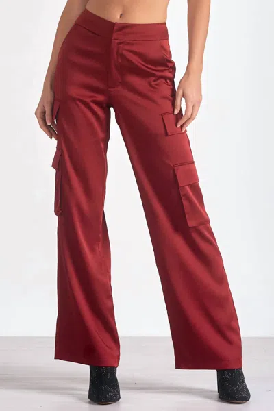 ELAN SILKY CARGO PANT IN MAROON