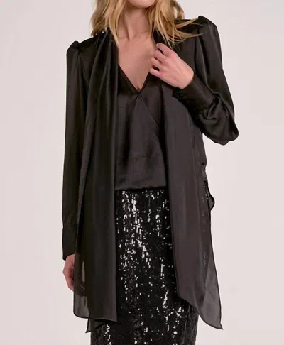 Elan V-neck Scarf Top In Black