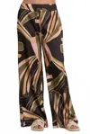 Elan Simi Printed Pants In Black Manila In Multi