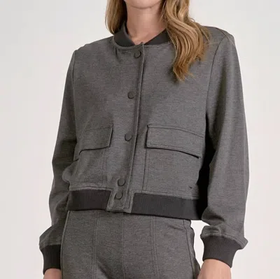 Elan Simone Bomber Jacket In Heather Grey In Gray