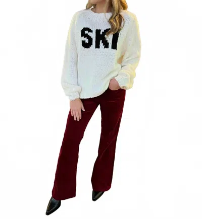 Elan Ski Crewneck Sweater In Off White/black
