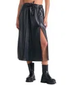 Elan Faux Leather Drawstring Skirt In Black In Black