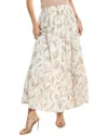 Elan Printed Tiered Maxi Skirt In Brown