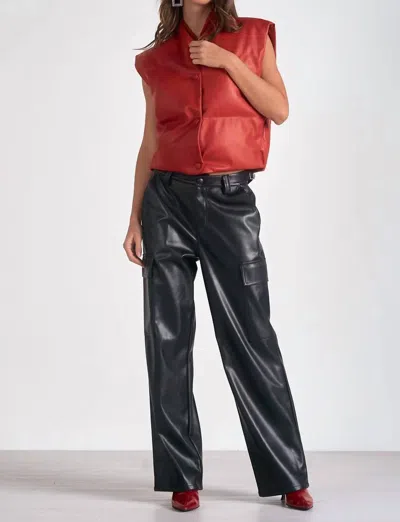 Elan Skye Faux Leather Vest In Red