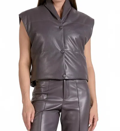 Elan Skye Leather Vest In Charcoal In Gray