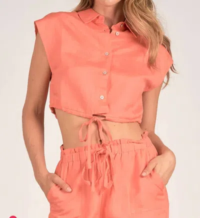 ELAN SLEEVELESS BUTTON TOP IN CORAL