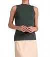 Elan Sleeveless Crewneck Top In Pine In Green