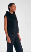 Elan Sleeveless Cropped Hoodie In Black In Black