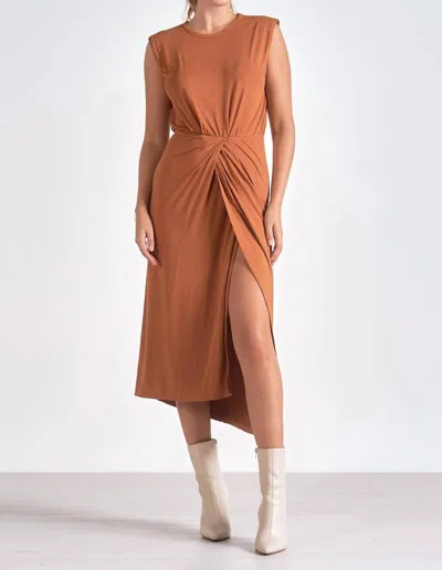 Elan Sleeveless Dress In Burnt Orange