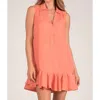 Elan Collared Sleeveless Dress In Orange In Pink