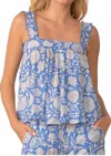 Elan Sleeveless Flowy Top In Caribbean Bloom In Multi