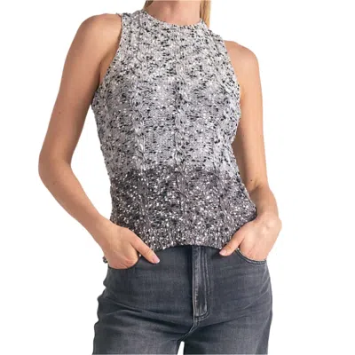 Elan Sleeveless High Neck Sweater Top In Gray