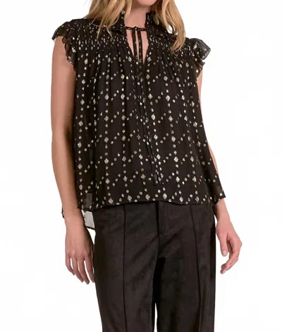 Elan Sleeveless Holiday Sparkle Blouse In Black