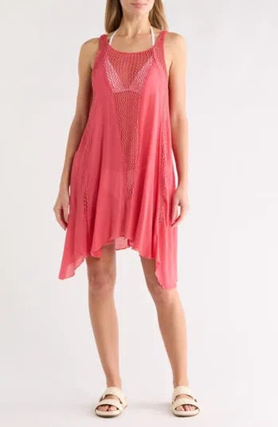 Elan Sleeveless Knit Cover-up Dress In Pink