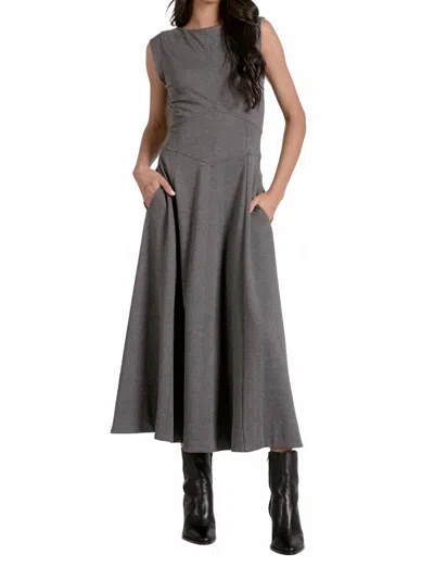 Elan Sleeveless Midi Dress In Grey In Gray