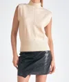 ELAN SLEEVELESS MOCK NECK SWEATER IN OFF-WHITE