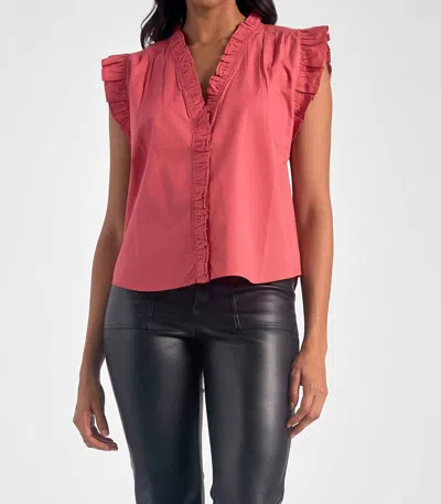 Elan Sleeveless Ruffle Edge Top In Ruby In Pink