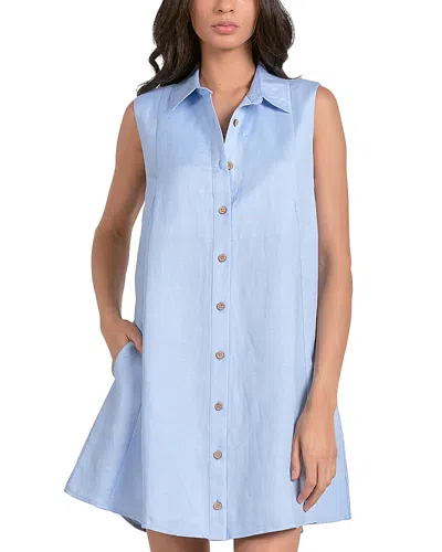 Elan Sleeveless Shirt Dress In Blue