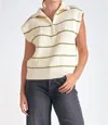 Elan Sonoma Sweater Vest In Beige Green Stripe In Multi