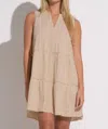 Elan Sleeveless Swing Mini Dress In Sand In Neutral