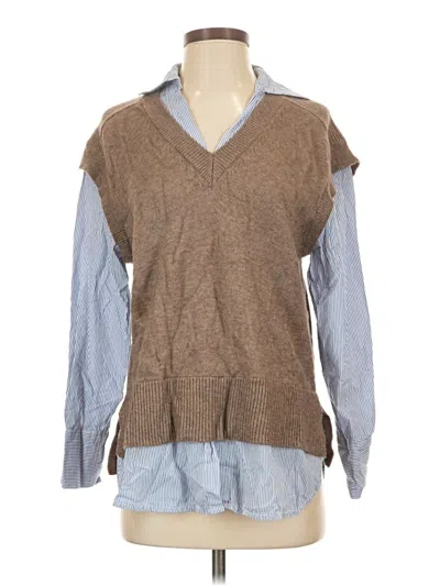Pre-owned Elan Sleeveless Top Brown V-neck Tops