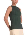Elan Sleeveless Crewneck Top In Pine In Green